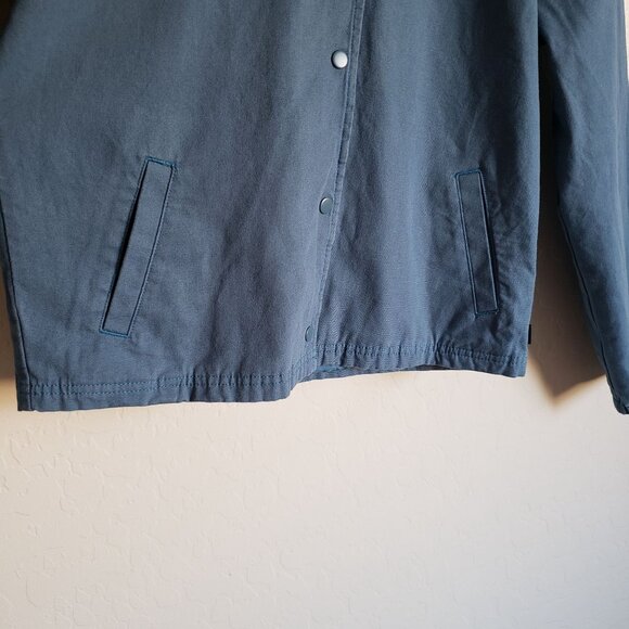 Vans Tripp Hooded Snap Front Canvas Chore Jacket Cement Blue Size Women's Small - Picture 4 of 11